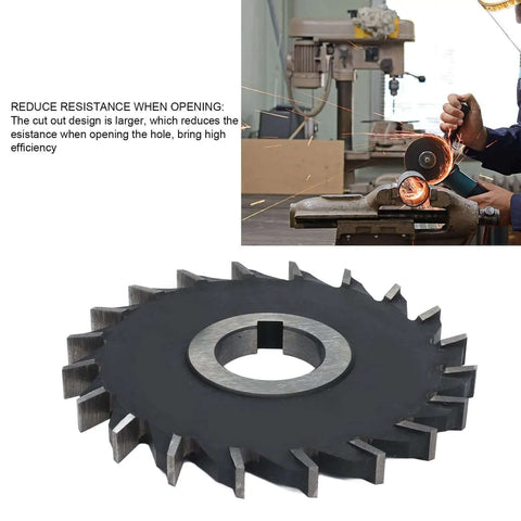 Gear Cutter Disc Set For Metalworking, Pro Grade HSS Milling Cutter with 32mm Inner Bore, shown next to metal grinder