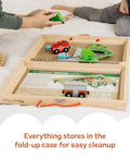 Portable Wooden Railroad Tabletop Playset With Magnetic Train Cars And Animal Scenery For Toddlers And Preschoolers Age Three Plus Legit Awesome Travel Kit stored in fold-up case.