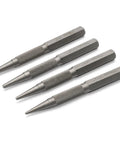 Heavy Duty Four Piece Nail Setter And Center Punch Set For Woodworking Projects With Precision Drill Marking Tools, stainless steel.