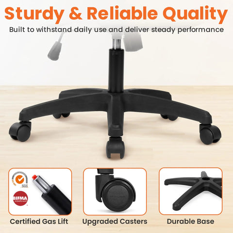 Base detail of Ergonomic Mesh Office And Gaming Chair With High Back Rolling Casters All Day Comfort Adjustable Lumbar Support