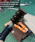 Dual Style Leather Burnishing Bits For Rotary Tool With Two Edge Burnisher Heads And Gum Point Tips in use on leather