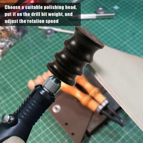 Dual Style Leather Burnishing Bits For Rotary Tool With Two Edge Burnisher Heads And Gum Point Tips in use on leather