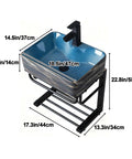 USZWBY Wall-Mounted Rectangular Ceramic Bathroom Sink - Vintage U-Shape Vessel Sink with Faucet & Pedestal Metal Legs for Home B&B Club - Stylish Space-Saving Design dimensions displayed with measurements.