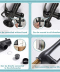 Slick Matte Black Kitchen Faucet With Pull Down Sprayer Dual Nozzles And Single-Handle High-Pressure Spray features and connections