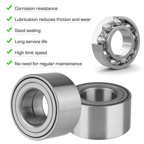 2 Pack Hella Heavy Duty Rear Wheel Bearings Assembly For Polaris Ranger Sportsman RZR XP Crew Trail Riding, No Sweat DIY Replacement Kit, Fits 40X74X40MM, showing sealed bearings with corrosion resistance and high speed.