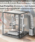 3D Printer Enclosure For Bambu Lab A1 With Fume And Odor Control featuring air purification vent and protective panels, black.