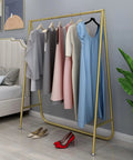 Heavy Duty Industrial Gold Tone Clothes Rail With Tough As Nails Pipe Display Rack For Bedroom Or Closet, Coat And Garment Organizer