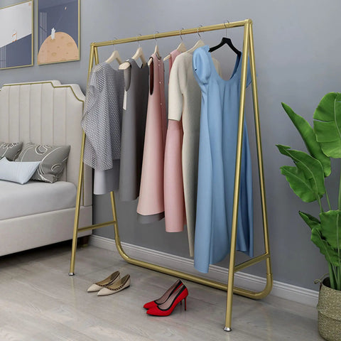 Heavy Duty Industrial Gold Tone Clothes Rail With Tough As Nails Pipe Display Rack For Bedroom Or Closet, Coat And Garment Organizer