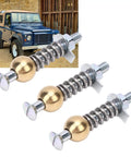 Heavy Duty Steel Rear Door Hinge Repair Pin Kit For Defender 90 110 130 And Series 2 2A Replacement Parts With OEM 330953 330954 330955 330956 330957 Hardware featuring three metal pins and a Defender vehicle