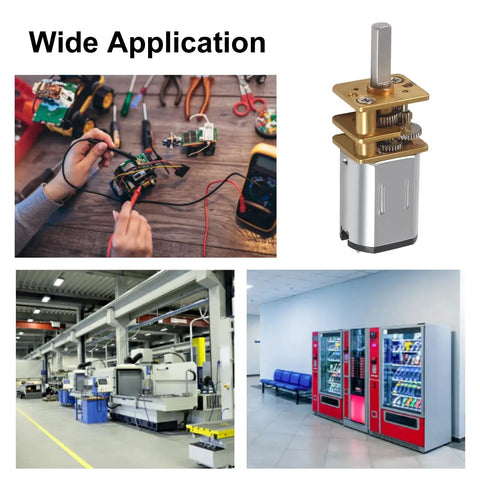 Applications of 2 Pack 12V 1000RPM All Metal Gear Motor Micro Gearbox N20 Speed Reduction in robotics and machines.