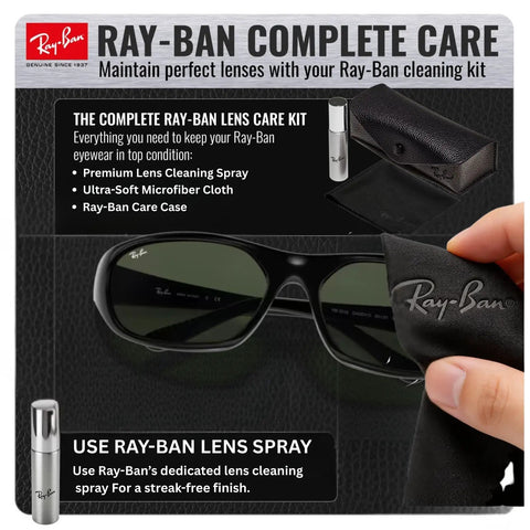 RB2016 Rectangle Sunglasses Dope Non Polarized Lenses With G Fifteen Green Lens For Men And Women shown with cleaning kit