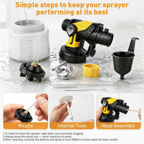True Heavy Duty Cordless Paint Sprayer With Two Monster 4000mAh Batteries For Smooth Indoor Outdoor Projects Zero Sweat Pro Level Finish Guaranteed Today disassembled parts with cleaning instructions.