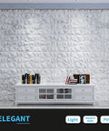 Room with Diamond Pattern Grey PVC Wall Panels 19.7 Inch Square Pack Of 12 Lightweight Fire Resistant Easy DIY accentuated by a white console table.