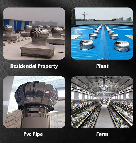Residential property ventilation systems featuring metallic ventilators and PVC pipes for efficient airflow.