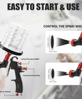 Premium Lvlp Air Spray Gun With 650 Ml Cup showing nozzles and controls for spray width and paint flow adjustments.
