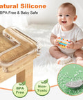 Thickened Corner Guards For Baby Proofing Edges And Sharp Tables, 12 Pack Corner Protectors on wooden table near baby.