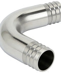 Stainless steel 90-degree hose barb elbow fitting, 3/4 in x 3/4 in, 1-piece