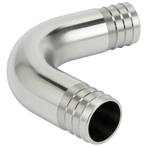 Stainless steel 90-degree hose barb elbow fitting, 3/4 in x 3/4 in, 1-piece