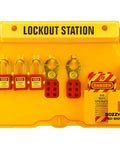 Lockout Tagout Kit and Wall Station for OSHA Safety, 6-Position Lockout Station with 3 Keyed-Different Padlocks and Steel Hasps