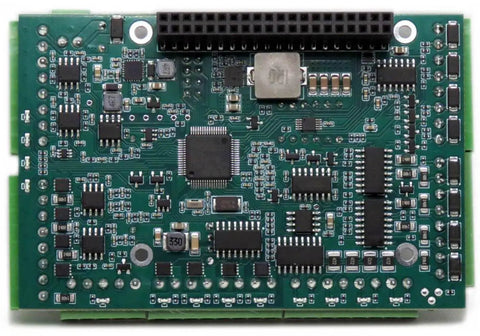 Badass Industrial Automation HAT For Raspberry Pi Offering Eight Layers Of Rock Solid Stackable Build With Optically Isolated Digital IO Analog Inputs Modbus Rs485 Interface And TVS Shockproof Circuitry For Effortless Plug And Play Mastery Without - top view of PCB.
