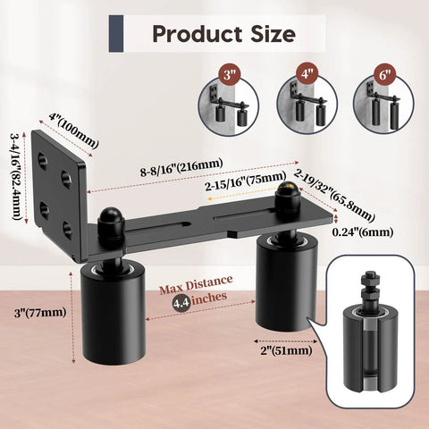 Beefy Heavy Duty Slide Gate Roller Guide With L Rear Post Steel Bracket For Sliding Rolling Gates Hardware Kit Support Assembly For Garage Fence Wood Doors Black 1pc 3in