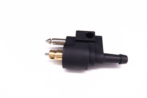 Yamaha Outboard Fuel Line Connector Set Male Fittings 6mm One Quarter Inch Easy Install, black aftermarket fitting for marine engines.