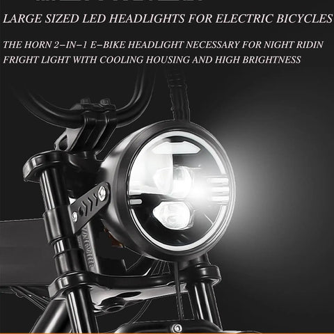 Ultra Bright E Bike Headlight With Built In Horn And Speaker Multi Beam Front Light For Fat Tire Ebikes Beefed Up Night Riding Led Front Lamp Replacement