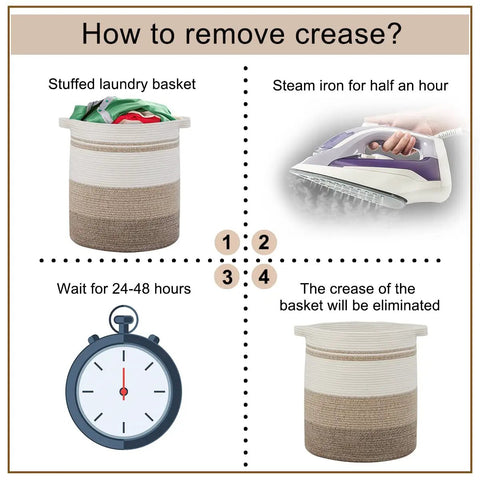 How to remove creases from 80L Laundry Hamper With Handles Decorative Woven Storage Basket For Living Room And Nursery Perfect For Toys Blankets Pillows And Clothes Gradient Yellow 20x18 Inches Kid Safe Totally Durable And Easy Carry