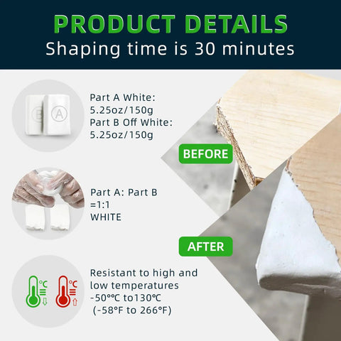 Two Part Epoxy Putty 200g Fast Repair Filler For Metal Wood Tile Ceramics Bonding And Sculpting High Strength Paintable Sandable