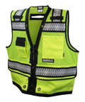 Rock Solid Class 2 High Visibility Surveyor Vest Xl Zipper Closure Hella Reflective Stripes Durable Mesh Build Radio Chest Pocket And Clear ID Holder Top Shelf Crew Essential front view with reflective stripes.