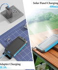 Maxed-Out 49800mAh Solar Power Bank with 15W Fast Charging in adapter and solar panel charging modes.