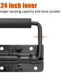 Close-up of Premium Stainless Steel Toolbox Handles 4.99 Inches with heavy duty spring loaded feature and 0.24 inch lever for strong capacity.