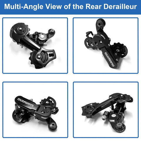 Multi-angle views of Rear Derailleur RD TZ31A 6/7 Speed Direct Mount and Hanger Mount for Mountain Bike and Road Bicycle