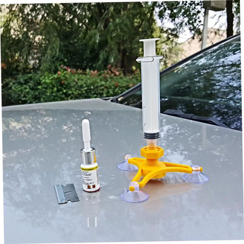 Windshield Crack Repair Kit For Cars Quick Fix DIY Auto Glass Tool With Imported Repair Fluid on car hood