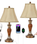 Two Pack Touch Bedside Lamps With USB A And USB C Ports, 3 Way Dimmable Nightstand Lights With Bulbs Included, Easy Setup, Perfect For Bedroom Or Living Room, Modern Night Reading Light