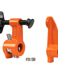 Pro Grade Deep Reach Clamp And Spreader Fixture For Three Quarters Inch Pipe With Two And A Half Inch Reach Micro Adjustable Tightness From The Outboard End Reversible Fixed Head And Works With Black Or Galvanized Pipe shown separated and side by side