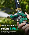 Built Tough Heavy Duty Garden Hose Splitter 2 Way With Shut Off Valve Three Quarter Inch Connector All Metal Body Full Flow No Fuss Outdoor Water Faucet Adapter Fittings in use on hose