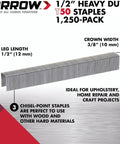 Badass Heavy Duty T50 Staples 1/2 Inch Leg Length And 3/8 Inch Crown For Upholstery And Construction Work Pack Of Two With 1250 Count Each for heavy-duty projects.