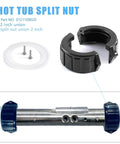 Hot Tub Split Nut Union For 2 Inch Heater Assembly Replacement Fits Balboa Gecko Spa Heaters O Ring Seals Included Durable 3.35 Inch Outer Diameter Connection For Secure Spa Fittings shown with components and assembly view
