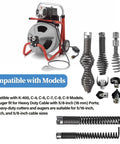 Reliable Ten Piece Drain Snake Drill Attachment And Heavy Duty Spiral Auger Cutter Set For Five Eighth Inch Pipes with compatible models.
