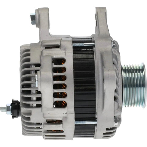 Heavy Duty 120 Amp Alternator For Nissan Versa 16 Liter 2009 To 2011 Direct Swap Replacement 12 Volt showing side view with copper windings.