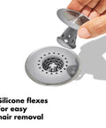 Stainless Steel Hair Catch Drain Protector With Two-Piece Design And Flexible Silicone Cone No-Fuss Easy-Clean Topper for bath drains