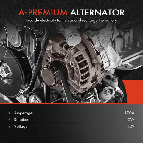 Beefed Up 12V 170Amp Truck Alternator For Freightliner Kenworth Peterbilt Sterling Without Pulley installed on engine