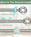 Built Tough Telescopic Curtain Rod Adjusts From 32 To 58 Inches Glides Smooth As Butter On Heavy Drapes showing setup instructions.
