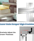 Close-up of Portable Adjustable Cake Icing Machine with Automatic Decorating for 4 to 12 Inch Cakes showing laser scraper