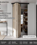 36 Inch Ceiling Mount Box Rail Hardware For Bifold Sliding Barn Doors Heavy Duty Aluminum Alloy Track Kit installed view