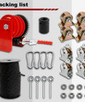Packing list for Heavy Duty Ceiling Mounted Garage Storage Lift System With Hand Crank One Person Operation Lifts Heavy Gear Up To 16 Feet