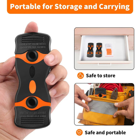 Heavy Duty Blade Scraper Tool With 40 Replaceable Metal And Plastic Blades For Sticker Removal, compact and portable