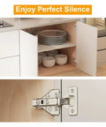 Open kitchen cabinet showing 2 Pack Pro Grade Full Overlay Soft Close Cabinet Hinges 3D Adjustment Concealed Clip On Self Closing Hinges For Face Frame Cabinets And Frameless Kitchens installed