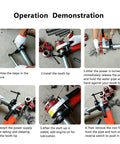 Operation demonstration of Heavy-Duty Electric Pipe Threader For One Half To 2 Inch Conduit, showing installation steps.